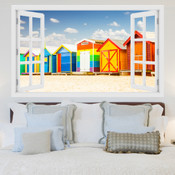 Colourful Beach House Huts 3D Wall Sticker 5301-1005