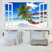 Palm Tree Hammock Beach 3D Wall Sticker 5301-1009