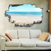 3D Broken Wall Beach Wall Stickers 5302-1004