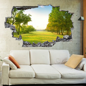 3D Broken Wall Forest Tree Wall Stickers 5302-1018