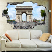 3D Broken Wall Arc de Triomphe Wall Stickers 5302-1053