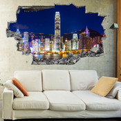 3D Broken Wall Hong Kong Wall Stickers 5302-1057