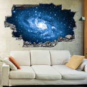 3D Broken Wall Space Galaxy Wall Stickers 5302-1064