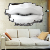 3D Broken Wall White Lip Art Wall Stickers 5302-1076