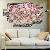 3D Broken Wall Colourful Flowers Wall Stickers 5302-1086
