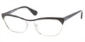 PRADA PR 57QV Eyeglasses GAQ1O1 Blk Slv 56-16-140