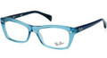Ray Ban RX 5255 Eyeglasses 5235 Shiny Transp Blue 51-16-135