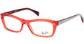 Ray Ban RX 5255 Eyeglasses 5374 Shiny Transp Red 51-16-135