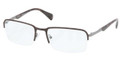 Prada Eyeglasses PR 59QV LAH1O1 Matte Brown Gunmetal 53-19-140