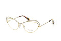 Prada Eyeglasses PR 56QV QE41O1 Brown Brushed Pale Gold 53-17-135