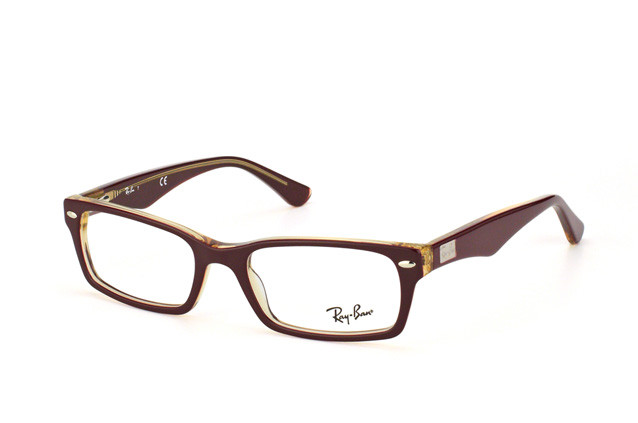 Ray Ban Eyeglasses RX 5206 5372 Top Red On Transparent Beige 54-18