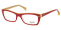 Ray Ban Eyeglasses RX 5255 5191 Top Red On Yellow Demo Lens 51MM