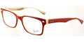 Ray Ban Eyeglasses RX 5286 5152 Top Red On Beige Horn Demo Lens 53MM