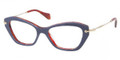 MIU MIU Eyeglasses MU 04LV PC51O1 Top Blue/Red Havana 52MM