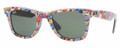 Ray Ban RB2140 Sunglasses 1049 Buttons Pins On Blk Crystal Grn