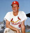 BOB UECKER St. Louis Cardinals 1964 Home Majestic Baseball Throwback Jersey - Action