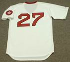 CARLTON FISK Boston Red Sox 1975 Majestic Cooperstown Throwback Baseball Jersey