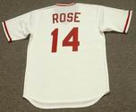 PETE ROSE Cincinnati Reds 1975 Home Majestic Baseball Throwback Jersey - BACK