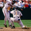 BENITO SANTIAGO San Diego Padres 1992 Away Majestic Baseball Throwback Jersey - ACTION