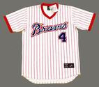 BIFF POCOROBA Atlanta Braves 1977 Home Majestic Throwback Baseball Jersey - FRONT