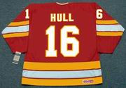 Brett Hull 1987 Calgary Flames CCM Vintage NHL Throwback Hockey Jersey - BACK