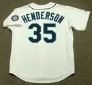 RICKEY HENDERSON Seattle Mariners 2000 Home Majestic Throwback Baseball Jersey - BACK