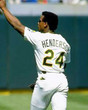 RICKEY HENDERSON Oakland Athletics 1990 Home Majestic Baseball Throwback Jersey - ACTION