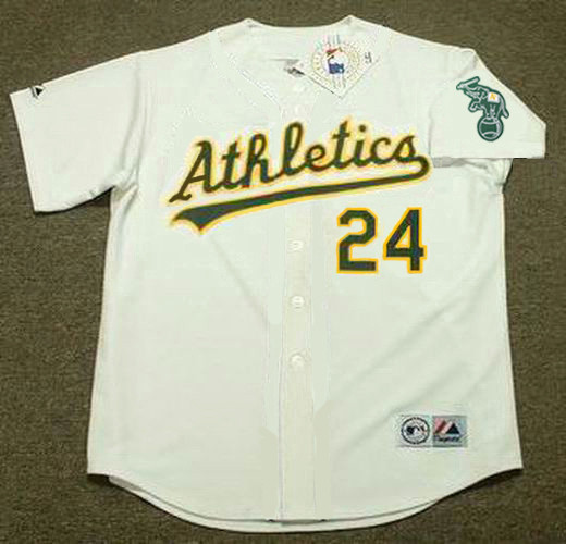 RICKEY HENDERSON Oakland Athletics 1990 Home Majestic Throwback Baseball Jersey