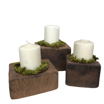 Reclaimed Wood Block Candle Holders