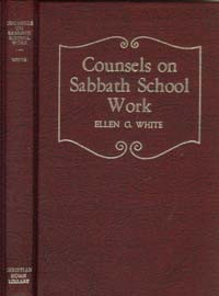 Cover of Counsels on Sabbath School Work photo is a representation.