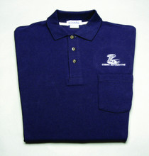 Shirt, polo short sleeve with pocket and snake logo, navy blue, large