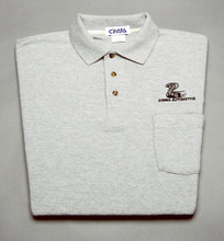 Shirt, polo short sleeve with pocket and snake logo, gray, x-large