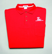 Shirt, polo short sleeve with pocket and snake logo, red, large