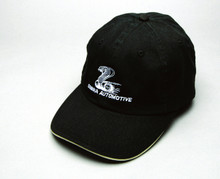 Hat, cotton-twill sandwich bill with snake logo and Cobra Automotive name, black