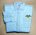 Shirt, denim long sleeve dress shirt, light blue, medium
