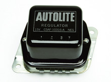 Pictured:  Voltage Regulator, black/silver with Autolite C5AF, 1965-67, 65 amp (Part # 103164).