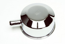 Chrome cap, FoMoCo logo, push-on for closed emission with nipple for hose 1967 V8