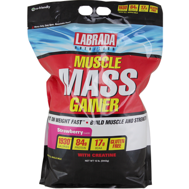 Labrada Muscle Mass Gainer Strawberry 12 lbs | Muscleintensity.com