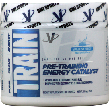 VMI Sports TRAIN Preworkout Blueberry Breeze 32 svg | Muscleintensity.com