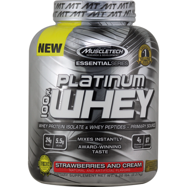 MuscleTech Essential Series 100% Platinum Whey Protein Strawberr | Muscleintensity.com
