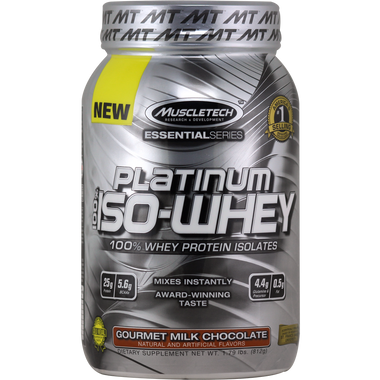 MuscleTech Essential Series Platinum 100% Iso Whey Gourmet Milk  | Muscleintensity.com