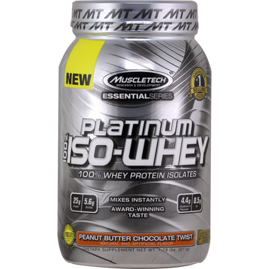 MuscleTech Essential Series Platinum 100% Iso Whey Peanut Butter | Muscleintensity.com