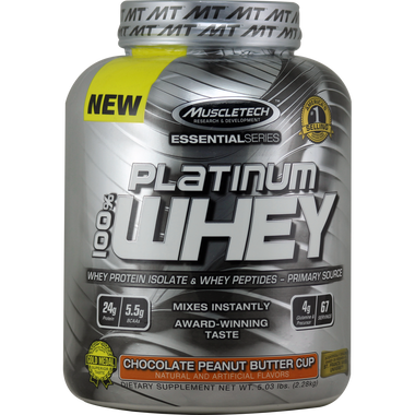 MuscleTech Essential Series 100% Platinum Whey Protein Chocolate Peanut Butter 5 lbs | Muscleintensity.com