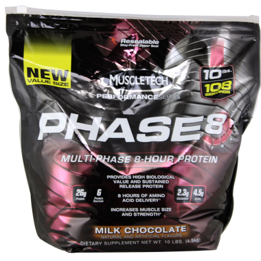 MuscleTech Phase8 Multi Phase 8 hour Protein Chocolate 10 lbs | Muscleintensity.com