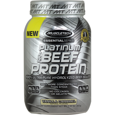 MuscleTech Essential Platinum Hydrolyzed Beef Protein Vanilla Caramel 2 lbs | Muscleintensity.com