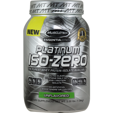 MuscleTech Essential Series Platinum 100% Iso Zero Unflavored 50 svg | Muscleintensity.com