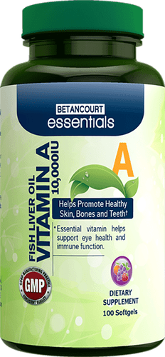Betancourt Essentials Fish Liver Oil Vitamin A 10000IU 100 ct | Muscleintensity.com