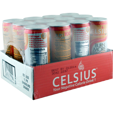 Celsius Sparkling Orange 12 oz 12 ct | Muscleintensity.com