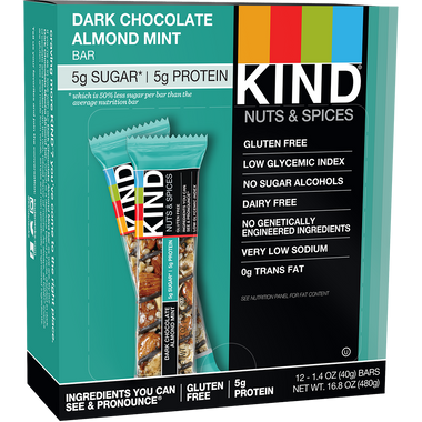 Kind Bars Dark Chocolate Almond Mint 12 ct | Muscleintensity.com