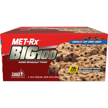 Met-Rx Big 100 Chocolate Chip Cookie Dough Bar 9 ct | Muscleintensity.com
